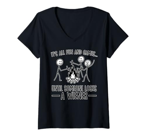 Damen Fun and Games Lagerfeuer-Humor für Erwachsene T-Shirt mit V-Ausschnitt Damen Fun and Games Lagerfeuer-Humor für Erwachsene T-Shirt mit V-Ausschnitt von Fun Campfire Games Sticker Stick Figure Humor