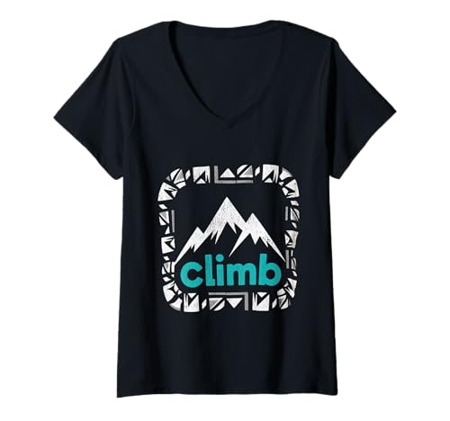Damen Karabiner Klettern Geschenke Klettern Bouldern T-Shirt mit V-Ausschnitt Damen Karabiner Klettern Geschenke Klettern Bouldern T-Shirt mit V-Ausschnitt von Fun Climbing Bouldering Climber Art