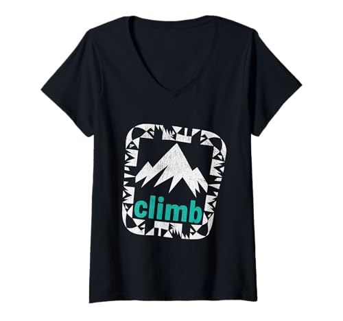 Damen Karabiner Klettern Geschenke Klettern Bouldern T-Shirt mit V-Ausschnitt Damen Karabiner Klettern Geschenke Klettern Bouldern T-Shirt mit V-Ausschnitt von Fun Climbing Bouldering Climber Art
