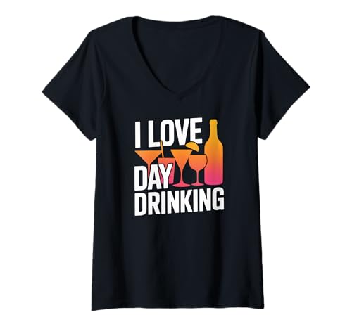 Damen Ich Liebe es, am Tag lustige Cocktail-Vibes zu Trinken T-Shirt mit V-Ausschnitt Damen Ich Liebe es, am Tag lustige Cocktail-Vibes zu Trinken T-Shirt mit V-Ausschnitt von Fun Cocktail Enthusiasts Humor Lovers