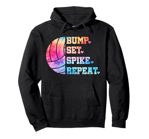 Bump Set Spike Repeat Volleyball Tiedye Shirt für Mädchen Frauen Pullover Hoodie von Fun Designs for Volleyball Players Boys Girls