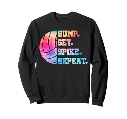 Bump Set Spike Repeat Volleyball Tiedye Shirt für Mädchen Frauen Sweatshirt von Fun Designs for Volleyball Players Boys Girls