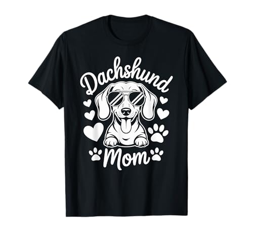 Dackel Mama, süßer Welpe in Sonnenbrille mit Herzen und Pfoten T-Shirt Dackel Mama, süßer Welpe in Sonnenbrille mit Herzen und Pfoten T-Shirt von Fun Dog Parent and Mothers Day Designs