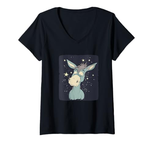 Damen Lustiges Esel-Design für einen verwirrten Stil T-Shirt mit V-Ausschnitt Damen Lustiges Esel-Design für einen verwirrten Stil T-Shirt mit V-Ausschnitt von Fun Donkey