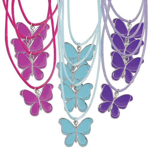 Fun Express Halskette mit Schmetterling-Anhänger in verschiedenen Farben, 61 cm, 12 Stück von Fun Express