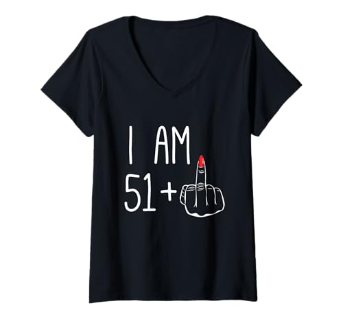 Damen Lustiges Frauenmädchen zum 52. Geburtstag: Ich bin 51+1 Mittelfinger FCK T-Shirt mit V-Ausschnitt Damen Lustiges Frauenmädchen zum 52. Geburtstag: Ich bin 51+1 Mittelfinger FCK T-Shirt mit V-Ausschnitt von Fun FCK Birthday 52 years old 52nd Birthday Fcking