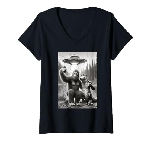 Damen Florida Bigfoot Alligator Alien Vacation Friends Stinktier AFFE T-Shirt mit V-Ausschnitt Damen Florida Bigfoot Alligator Alien Vacation Friends Stinktier AFFE T-Shirt mit V-Ausschnitt von Fun Florida Vacations Stink Ape and Alligator