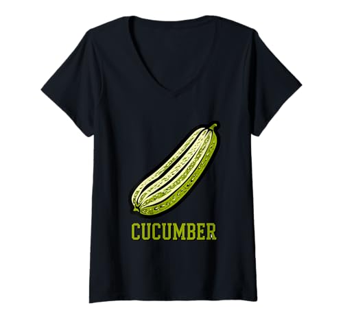 Damen Einzigartiges Gurken-Design, perfekt für den täglichen Gebrauch T-Shirt mit V-Ausschnitt von Fun Foods Burnaby