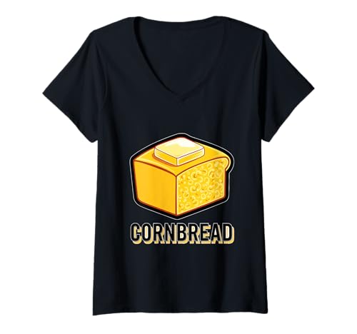 Damen Köstliches Maisbrot mit Butter-Grafik T-Shirt mit V-Ausschnitt Damen Köstliches Maisbrot mit Butter-Grafik T-Shirt mit V-Ausschnitt von Fun Foods Burnaby