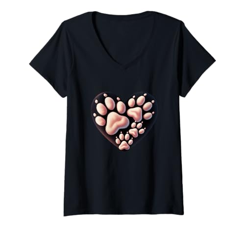 Damen Loving My Dog Meme Hundeliebhaber Heart I Heart My Fun Dog Memes T-Shirt mit V-Ausschnitt Damen Loving My Dog Meme Hundeliebhaber Heart I Heart My Fun Dog Memes T-Shirt mit V-Ausschnitt von Fun Footprint Dog Lover Shirt I Heart My Dog Shirt