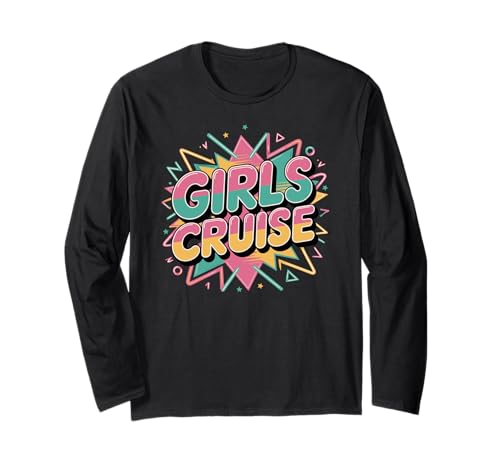 Mädchen-Kreuzfahrt, lustiger Frauenausflug im Retro-Stil der 80er Langarmshirt Mädchen-Kreuzfahrt, lustiger Frauenausflug im Retro-Stil der 80er Langarmshirt von Fun Girl Vacation and Tropical Getaway Design