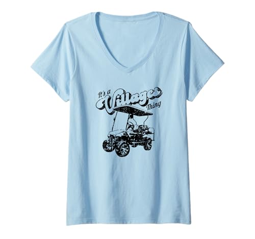 Damen Lustiger Golfwagen It's a Villages Thing Distressed Design T-Shirt mit V-Ausschnitt Damen Lustiger Golfwagen It's a Villages Thing Distressed Design T-Shirt mit V-Ausschnitt von Fun Golf Car Humor Designs for Golf Cart Lovers
