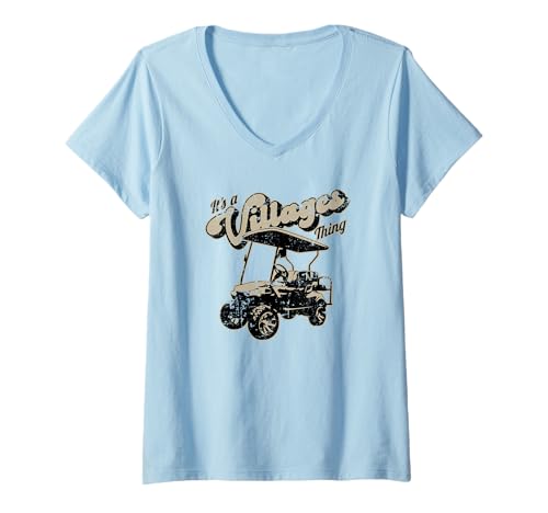 Damen Lustiger Golfwagen It's a Villages Thing Distressed Design T-Shirt mit V-Ausschnitt Damen Lustiger Golfwagen It's a Villages Thing Distressed Design T-Shirt mit V-Ausschnitt von Fun Golf Car Humor Designs for Golf Cart Lovers