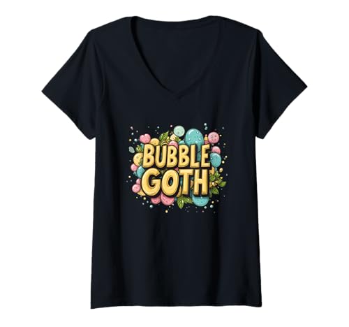 Damen Buntes Blasen-Gothic-Kostüm T-Shirt mit V-Ausschnitt Damen Buntes Blasen-Gothic-Kostüm T-Shirt mit V-Ausschnitt von Fun Goth Outfit