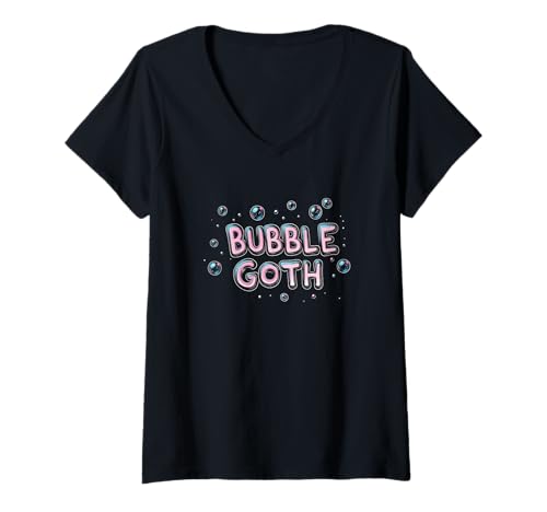 Damen Lustige Bubble Goth Grafik für Jungen und Mädchen T-Shirt mit V-Ausschnitt Damen Lustige Bubble Goth Grafik für Jungen und Mädchen T-Shirt mit V-Ausschnitt von Fun Goth Outfit