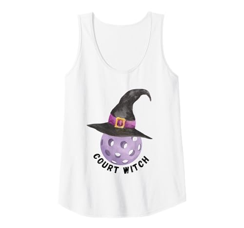Damen Lustiges Halloween Pickleball Court Hexenshirt für Hexen Tank Top von Fun Halloween Pickleball Shirts by Southerngal