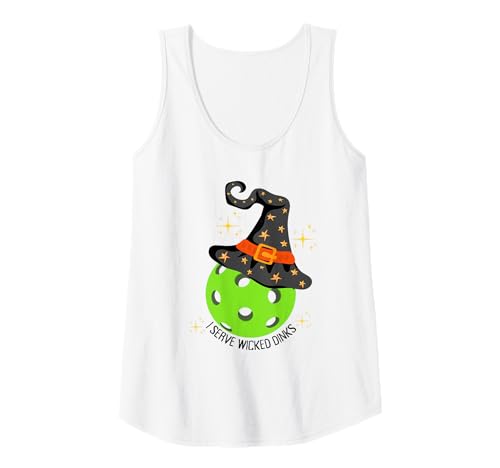 Damen Lustiges Halloween Pickleball Hexe Shirt I Serve Wicked Dinks Tank Top von Fun Halloween Pickleball Shirts by Southerngal