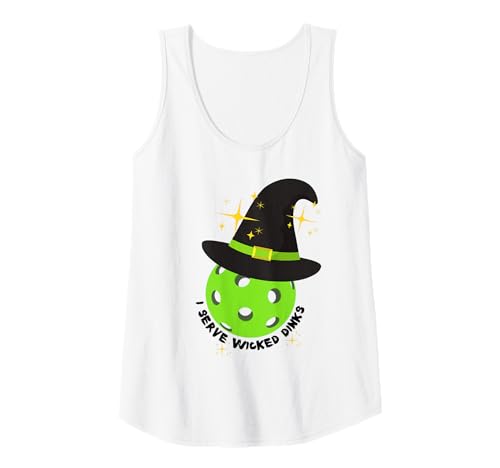 Damen Lustiges Halloween Pickleball Hexe Shirt I Serve Wicked Dinks Tank Top von Fun Halloween Pickleball Shirts by Southerngal