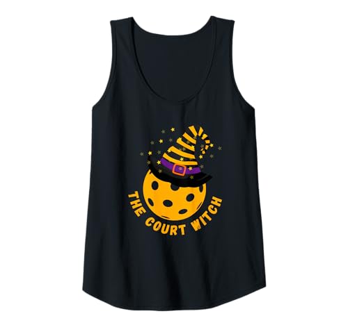 Damen Lustiges Halloween Pickleball Shirt The Court Witch Tank Top von Fun Halloween Pickleball Shirts by Southerngal
