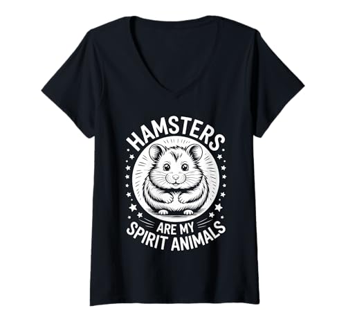 Damen Hamster Geist Tiere Lustiger Hamster T-Shirt mit V-Ausschnitt Damen Hamster Geist Tiere Lustiger Hamster T-Shirt mit V-Ausschnitt von Fun Hamster Cool Hamsters Design