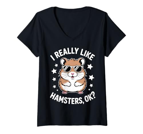Damen Hamster Geist Tiere Lustiger Hamster T-Shirt mit V-Ausschnitt Damen Hamster Geist Tiere Lustiger Hamster T-Shirt mit V-Ausschnitt von Fun Hamster Cool Hamsters Designs