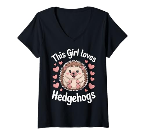 Damen Dieses Mädchen liebt Igel T-Shirt mit V-Ausschnitt Damen Dieses Mädchen liebt Igel T-Shirt mit V-Ausschnitt von Fun Hedgehogs Cool Hedgehog Designs