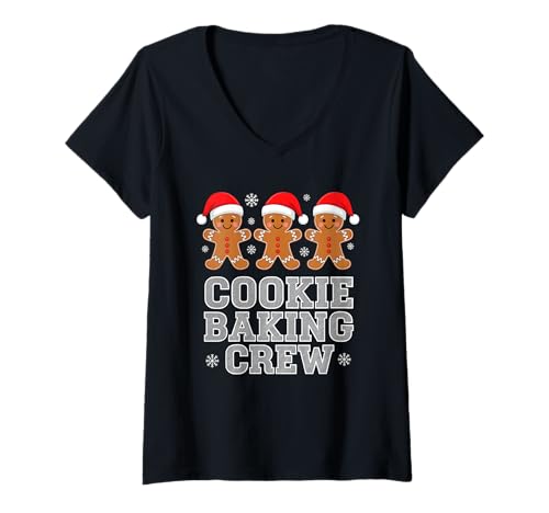 Damen Cookie Baking Crew Passendes Weihnachtsfest T-Shirt mit V-Ausschnitt Damen Cookie Baking Crew Passendes Weihnachtsfest T-Shirt mit V-Ausschnitt von Fun Holiday Baking Christmas Family Tees Co