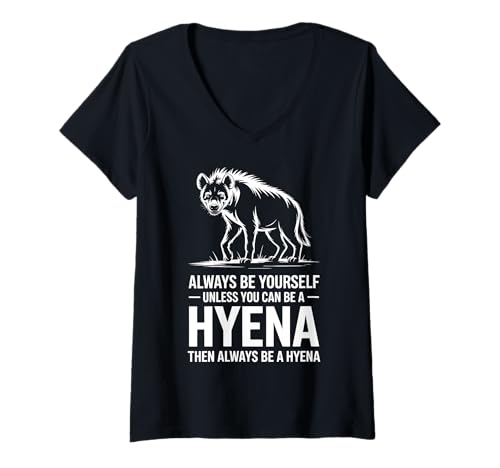 Damen Hyena Lustige Hyäne T-Shirt mit V-Ausschnitt Damen Hyena Lustige Hyäne T-Shirt mit V-Ausschnitt von Fun Hyenas Cool Hyena Designs
