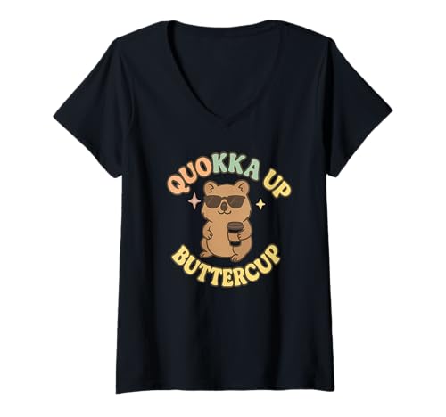Damen Süßer Koala-Buttercup Kaffee T-Shirt mit V-Ausschnitt Damen Süßer Koala-Buttercup Kaffee T-Shirt mit V-Ausschnitt von Fun Koala Design Co.