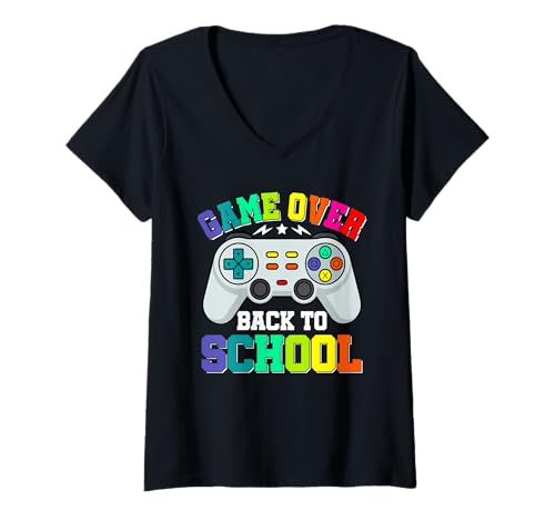 Damen Game Over School Zurück zur Schule T-Shirt mit V-Ausschnitt Damen Game Over School Zurück zur Schule T-Shirt mit V-Ausschnitt von Fun Learning Co.