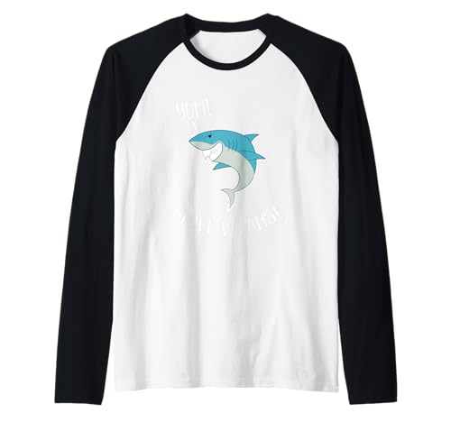 Yum! I Love Vegans! Lustiger vegetarischer Hai Schwimmen, Männer/Frauen Raglan Yum! I Love Vegans! Lustiger vegetarischer Hai Schwimmen, Männer/Frauen Raglan von Fun Lovin Designs