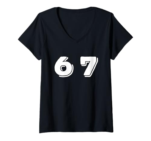 Damen Six Seven 6 7 Meme Design T-Shirt mit V-Ausschnitt Damen Six Seven 6 7 Meme Design T-Shirt mit V-Ausschnitt von Fun Meme Lyric