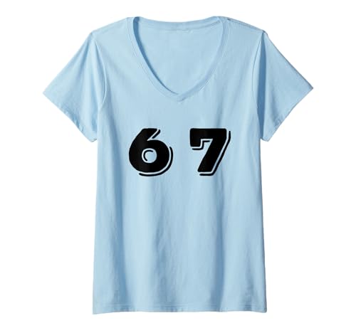 Damen Six Seven 6 7 Meme Design T-Shirt mit V-Ausschnitt Damen Six Seven 6 7 Meme Design T-Shirt mit V-Ausschnitt von Fun Meme Lyric