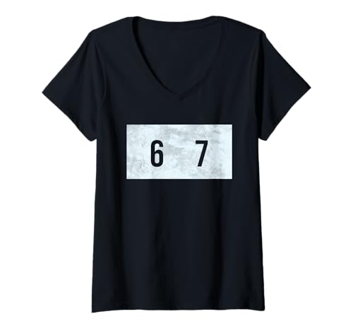 Damen Six Seven 6 7 Meme Design T-Shirt mit V-Ausschnitt Damen Six Seven 6 7 Meme Design T-Shirt mit V-Ausschnitt von Fun Meme Lyric
