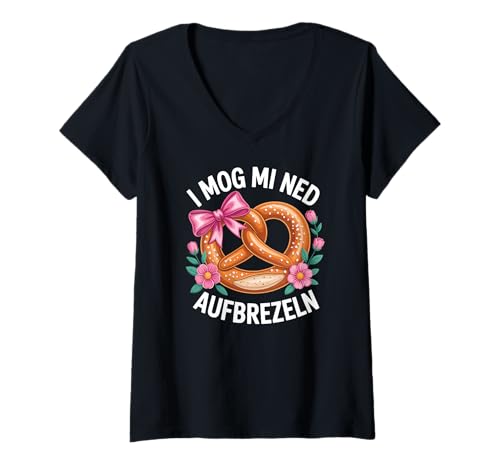 Damen I MOG MI NED AUFBREZELN T-Shirt mit V-Ausschnitt Damen I MOG MI NED AUFBREZELN T-Shirt mit V-Ausschnitt von Fun Mog Ned Aufbrezeln Dressing Show