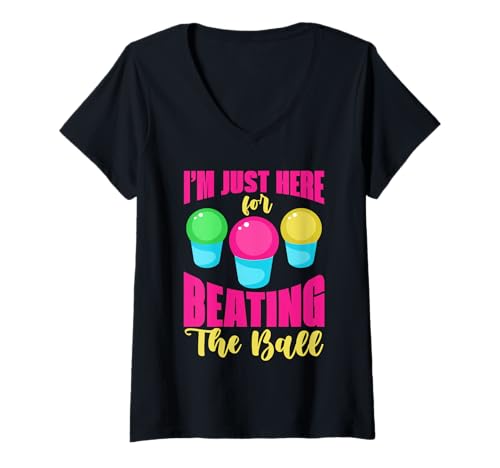 Damen Beating The Ball Buntes Design T-Shirt mit V-Ausschnitt Damen Beating The Ball Buntes Design T-Shirt mit V-Ausschnitt von Fun Party Designs