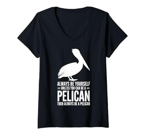 Damen Sei EIN Pelikan Lustiger Pelikan T-Shirt mit V-Ausschnitt Damen Sei EIN Pelikan Lustiger Pelikan T-Shirt mit V-Ausschnitt von Fun Pelican Bird Cool Pelicans Design
