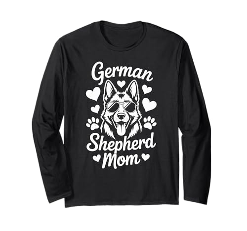 Deutscher Schäferhund Mama, süßer Hund in Sonnenbrille mit lustigen Herzen Langarmshirt Deutscher Schäferhund Mama, süßer Hund in Sonnenbrille mit lustigen Herzen Langarmshirt von Fun Pet Parent and Mothers Day Designs