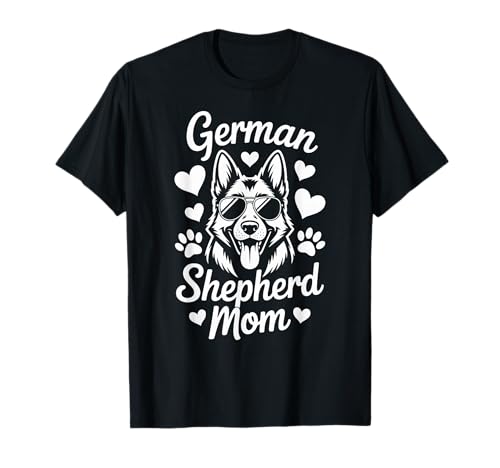 Deutscher Schäferhund Mama, süßer Hund in Sonnenbrille mit lustigen Herzen T-Shirt Deutscher Schäferhund Mama, süßer Hund in Sonnenbrille mit lustigen Herzen T-Shirt von Fun Pet Parent and Mothers Day Designs