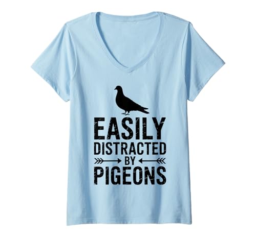 Damen Abgelenkt von Tauben Lustige Taube T-Shirt mit V-Ausschnitt Damen Abgelenkt von Tauben Lustige Taube T-Shirt mit V-Ausschnitt von Fun Pigeons Cool Pigeon Design