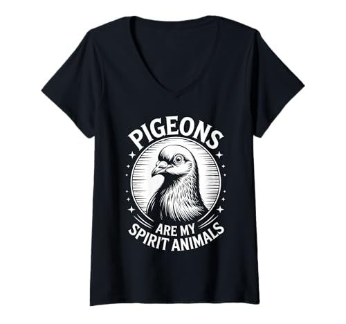 Damen Tauben Geist Tiere Lustige Taube T-Shirt mit V-Ausschnitt Damen Tauben Geist Tiere Lustige Taube T-Shirt mit V-Ausschnitt von Fun Pigeons Cool Pigeon Design