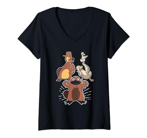 Damen Lustige Ente und Biber Fusion To A Platypus T-Shirt mit V-Ausschnitt Damen Lustige Ente und Biber Fusion To A Platypus T-Shirt mit V-Ausschnitt von Fun Platypus Lover Gift
