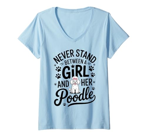 Damen Lustiger Pudel für Mädchen T-Shirt mit V-Ausschnitt Damen Lustiger Pudel für Mädchen T-Shirt mit V-Ausschnitt von Fun Poodle Cute Poodle Design