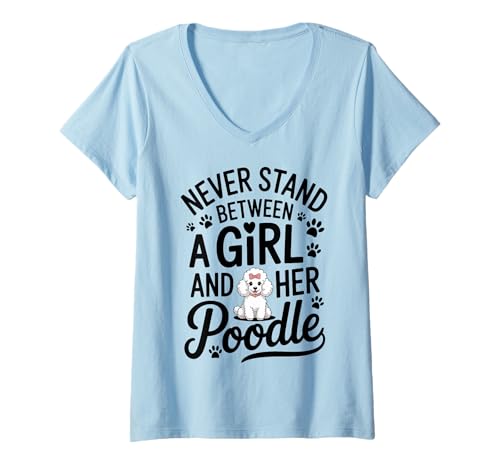 Damen Lustiger Pudel für Mädchen T-Shirt mit V-Ausschnitt Damen Lustiger Pudel für Mädchen T-Shirt mit V-Ausschnitt von Fun Poodle Cute Poodle Designs