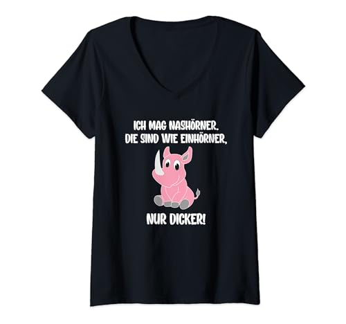 Damen Ich mag Nashörner. Die sind wie Einhörner, nur dicker! T-Shirt mit V-Ausschnitt Damen Ich mag Nashörner. Die sind wie Einhörner, nur dicker! T-Shirt mit V-Ausschnitt von Fun Prints for Men and Women
