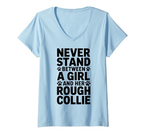 Damen Rough Collie Girl Lustiger Rough Collie T-Shirt mit V-Ausschnitt Damen Rough Collie Girl Lustiger Rough Collie T-Shirt mit V-Ausschnitt von Fun Rough Collie Cool Rough Collie Girl Design