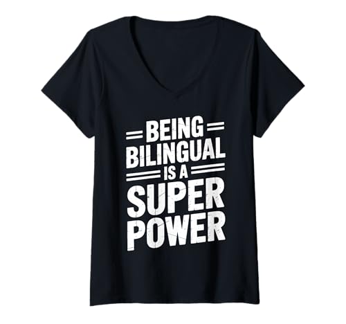 Damen Zweisprachiger Lehrer Lustiger ESL Lehrer T-Shirt mit V-Ausschnitt Damen Zweisprachiger Lehrer Lustiger ESL Lehrer T-Shirt mit V-Ausschnitt von Fun School Teacher Cool Bilingual Teacher Design
