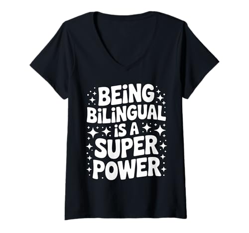 Damen Zweisprachiger Lehrer Lustiger ESL Lehrer T-Shirt mit V-Ausschnitt Damen Zweisprachiger Lehrer Lustiger ESL Lehrer T-Shirt mit V-Ausschnitt von Fun School Teacher Cool Bilingual Teacher Designs