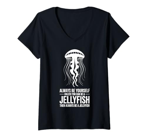 Damen Be A Jellyfish Funny Qualle T-Shirt mit V-Ausschnitt Damen Be A Jellyfish Funny Qualle T-Shirt mit V-Ausschnitt von Fun Sea Ocean Cool Jellyfish Design