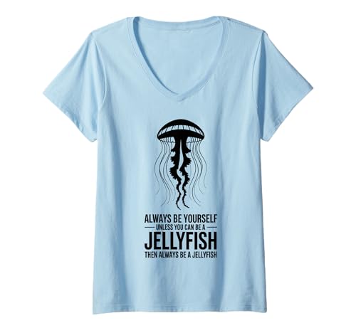 Damen Be A Jellyfish Funny Qualle T-Shirt mit V-Ausschnitt Damen Be A Jellyfish Funny Qualle T-Shirt mit V-Ausschnitt von Fun Sea Ocean Cool Jellyfishes Design